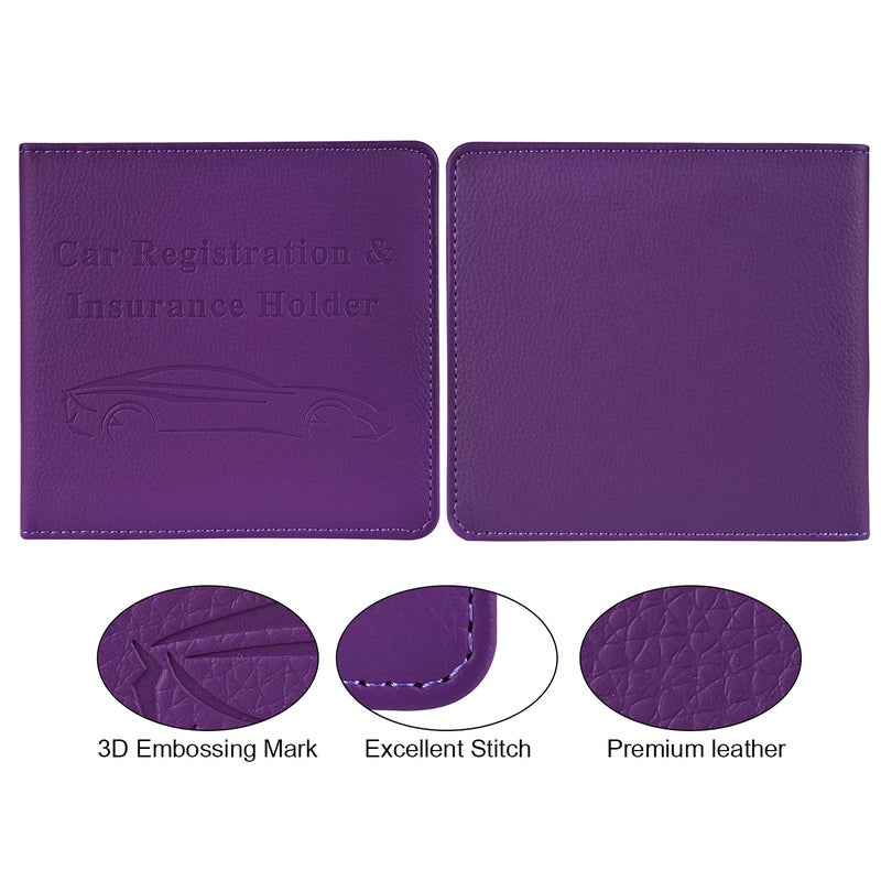 Cacturism Car Registration and Insurance Holder, Vehicle Glove Box Car Organizer Men Women Wallet Accessories Case for Cards, Essential Document, Driver License, Purple - Image 3