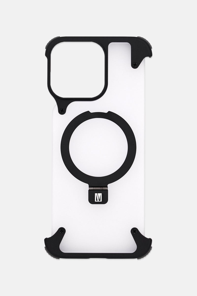 LEVELO iPhone 16 Pro Max Aluminum Bumper Case With Kickstand, Black - Image 1