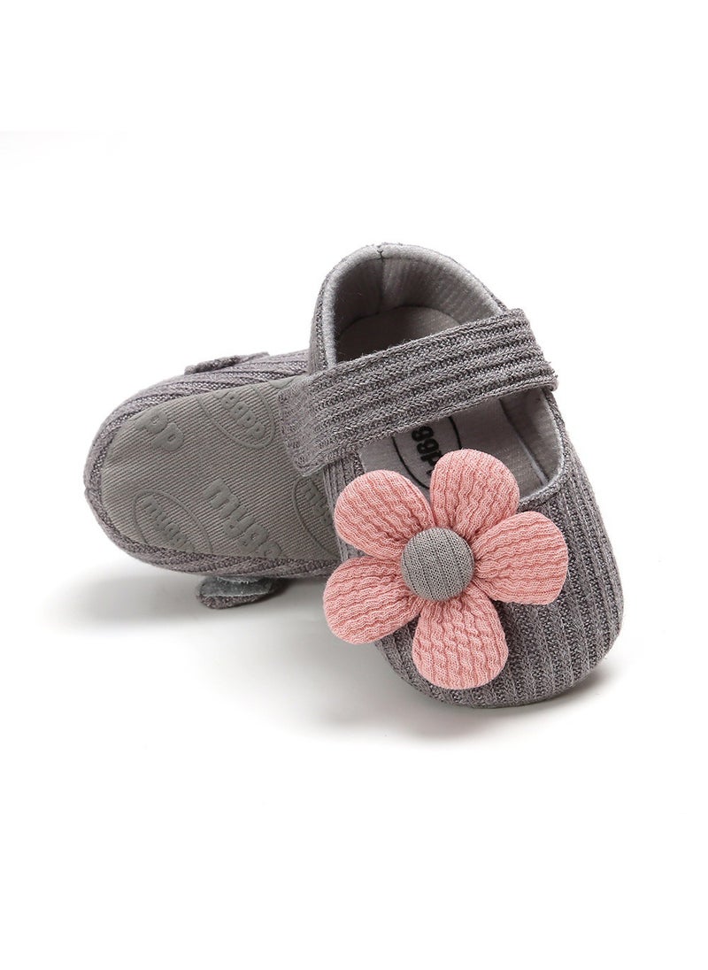Generic Baby Flower Soft Sole Walking Shoes gray floret 