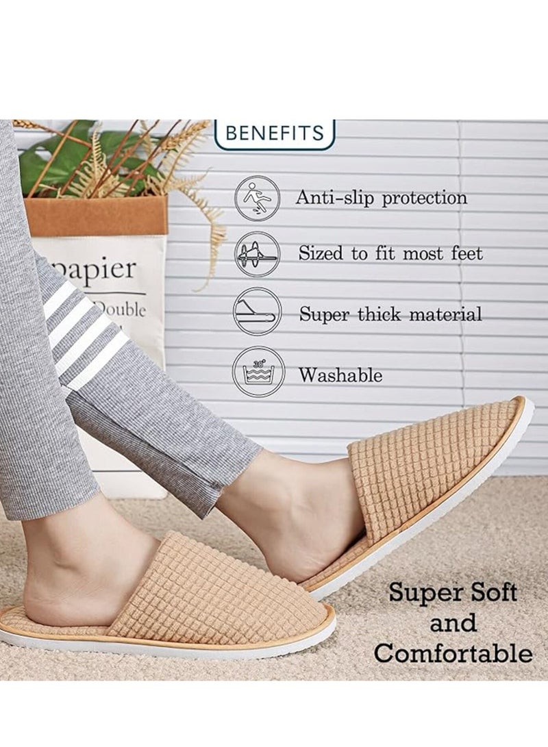 KCDMBUE 5 Pairs Disposable Closed Toe Spa Slippers, Washable Coral Fleece Guest Slippers for Women and Men, Ideal for Home, Hotels, Housewarming, Travel & Indoor Use (3 Grey + 2 beige) - Image 5