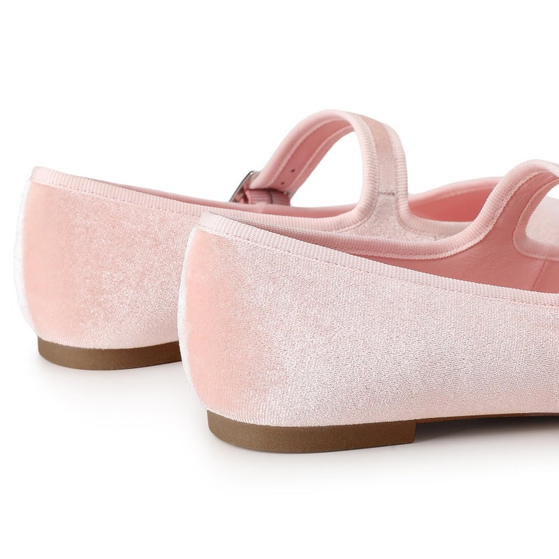 Trary Women's Pink Ballet Flats,Square Toe Velvet Mary Jane Shoes Women,Comfortable Dress Shoes for Women Dressy,Size 7 - Image 3