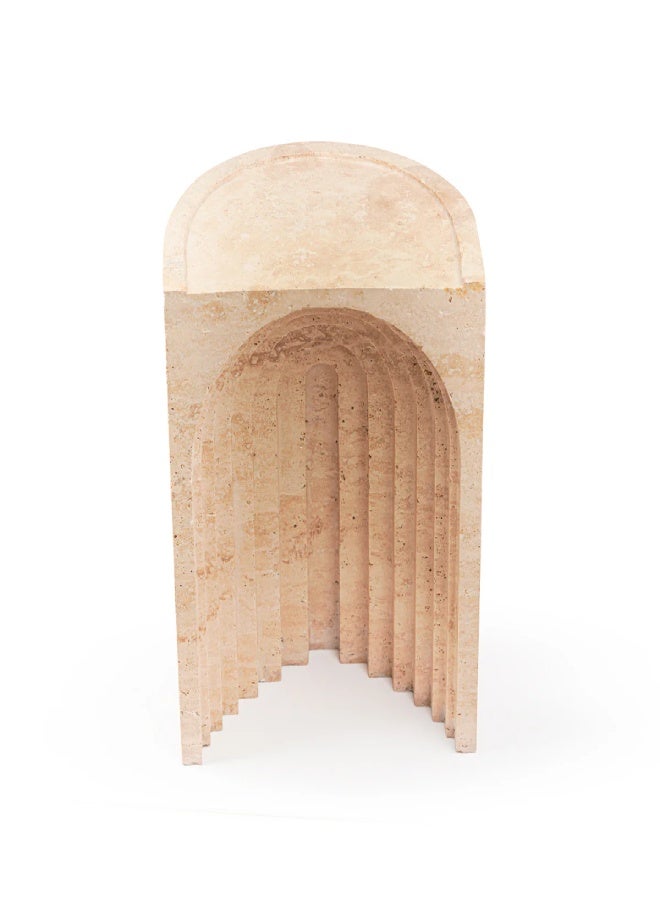 Layers Arch Side Table – Beige Travertine Natural Stone (Pre Order) - Image 2