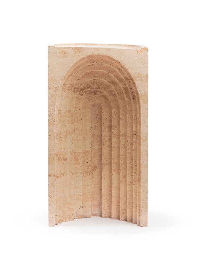 Layers Arch Side Table – Beige Travertine Natural Stone (Pre Order) - Image 3