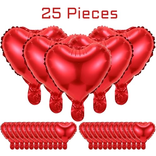 AMFIN® (Pack of 25) 9 Inch Red Heart Shaped Balloons/Heart Shape Balloons for Decoration - Image 3