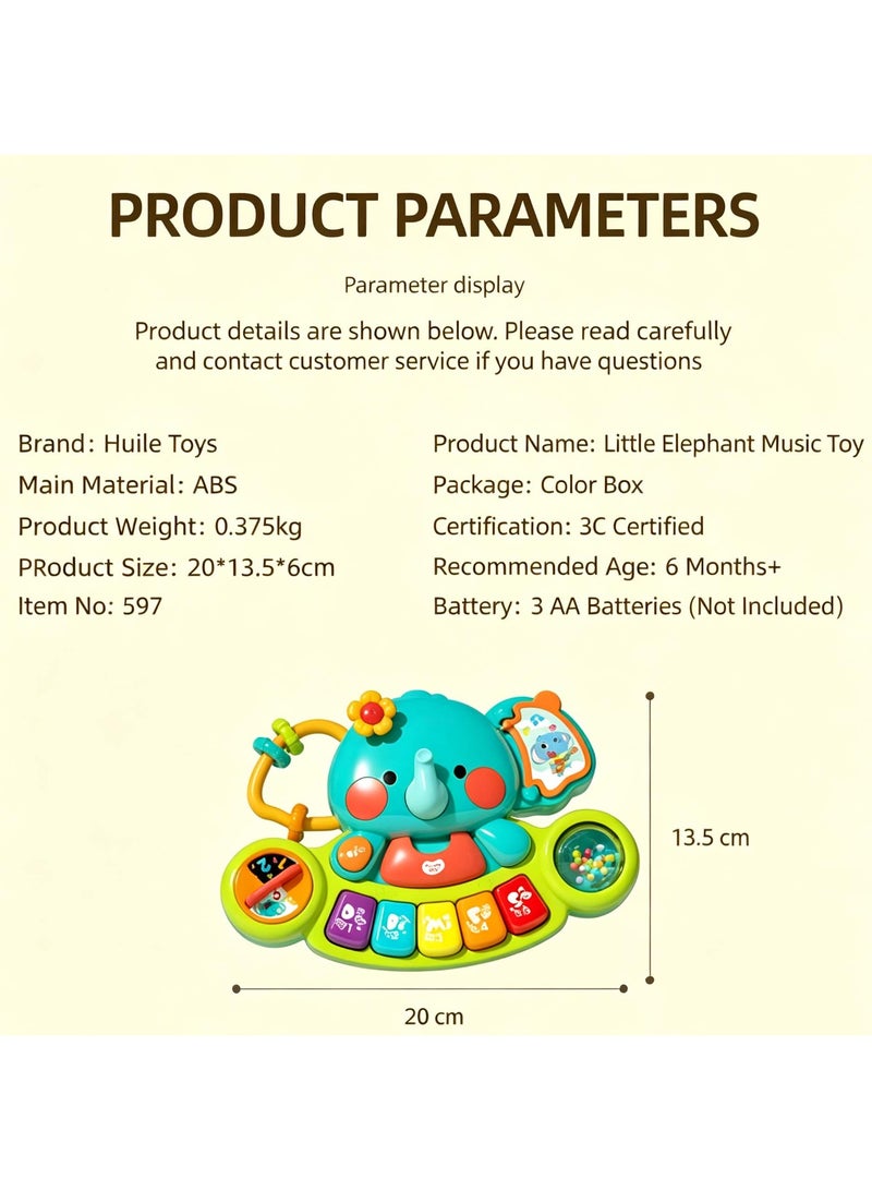 Baby Piano Toys 6-12 Months, Elephant Piano Keyboard Newborn & Infant Toys | Light Up Musical Toddler Toys For 1 Year Old Boy Girl, Christmas & Birthday Gifts For 12-18 Months, 6 7 8 9 Month Old Toys - Image 4