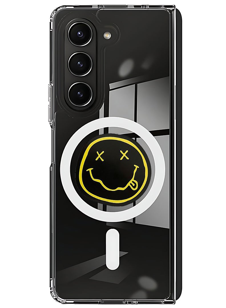 Theodor Magnetic Case for Samsung Galaxy Z Fold 5 Compatible with MagSafe Wireless Charging, Shockproof Phone Bumper Cover Smiley (2) - Image 1
