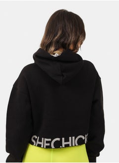 SHECHICK Shechick Unfinished Black Cropped Hoodie  - Image 3