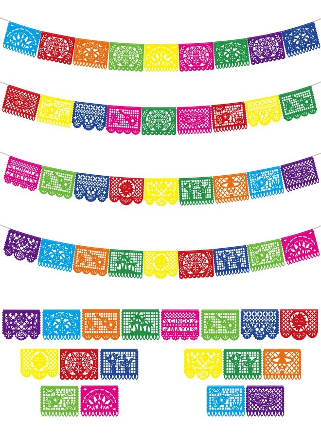Heartome 72 FT Fiesta Party Decorations, 4 Pack Cinco De Mayo Banner, Large Plastic Papel Picado Mexican Themed Party Banner Dia De Los Muertos String Flags Colorful Indoor Outdoor Hanging Home Yard Decor - Image 1