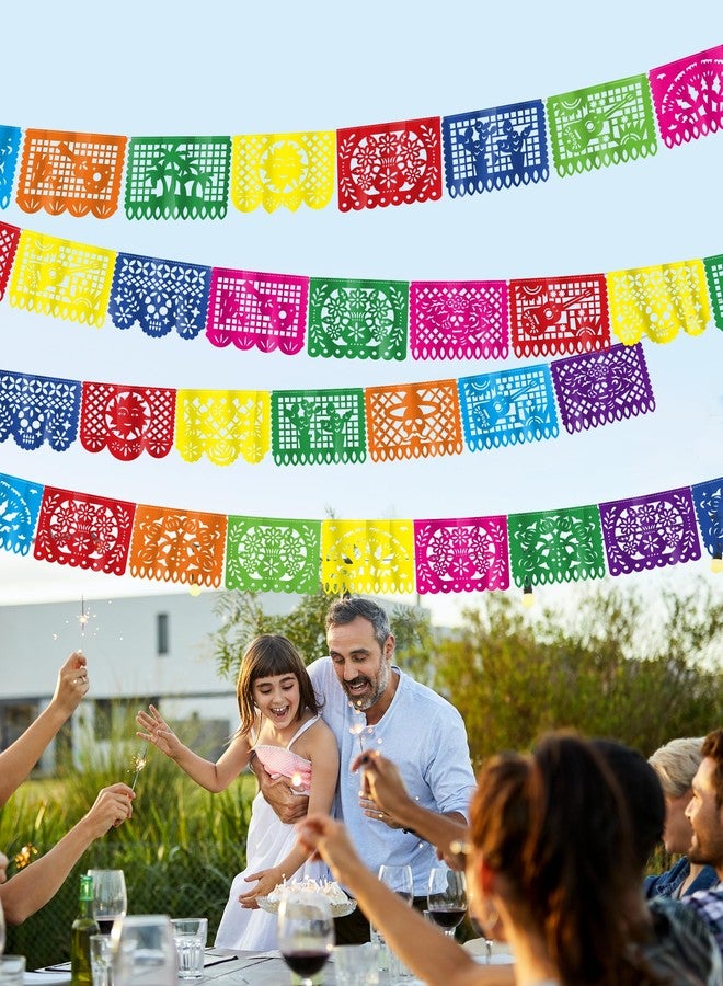 Heartome 72 FT Fiesta Party Decorations, 4 Pack Cinco De Mayo Banner, Large Plastic Papel Picado Mexican Themed Party Banner Dia De Los Muertos String Flags Colorful Indoor Outdoor Hanging Home Yard Decor - Image 4