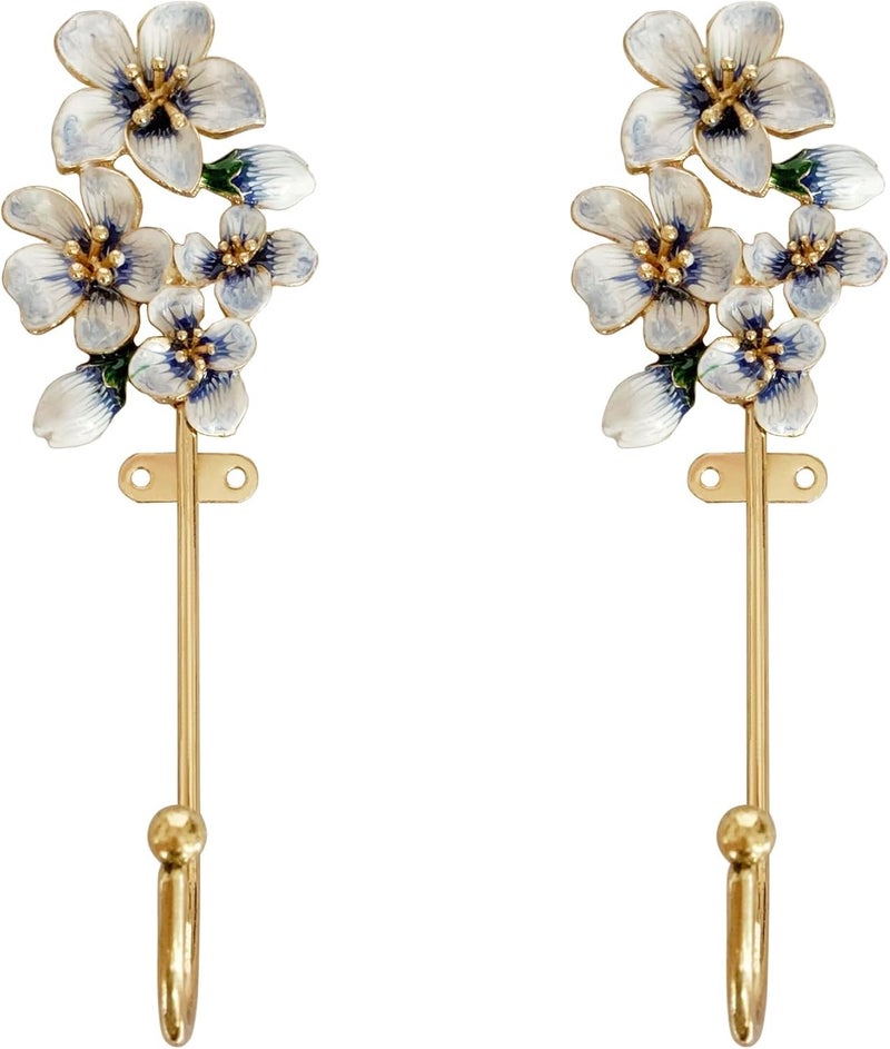 KASTWAVE Decorative Wall Hooks 2 Pack, Vintage Flower Shaped Metal Hooks for Wall, Heavy Duty Coat Hooks for Hanging Clothes, Hats, Keys, Towels & Bags, Rustic Home Décor Wall Mounted Hanger - Image 1