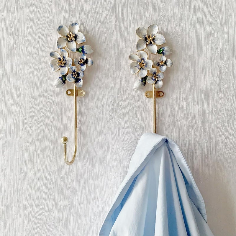 KASTWAVE Decorative Wall Hooks 2 Pack, Vintage Flower Shaped Metal Hooks for Wall, Heavy Duty Coat Hooks for Hanging Clothes, Hats, Keys, Towels & Bags, Rustic Home Décor Wall Mounted Hanger - Image 2