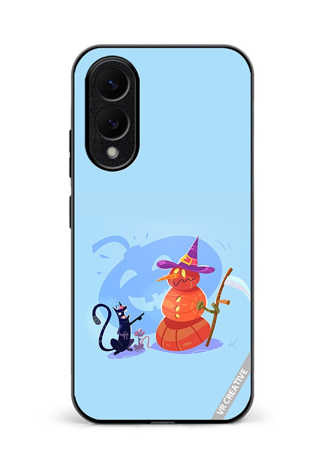 VR CREATIVE Protective Case Cover For Samsung Galaxy S25 Edge Halloween Cat Design Multicolour