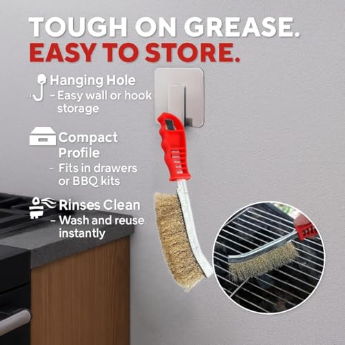 ANSHEZ® Multi-Purpose Stainless Steel Wire Brush with Long Handle for Cleaning Rust | Rust and Paint Remover Brush, Wire Brush for Cleaning Metal - Pack of 1 - Image 3