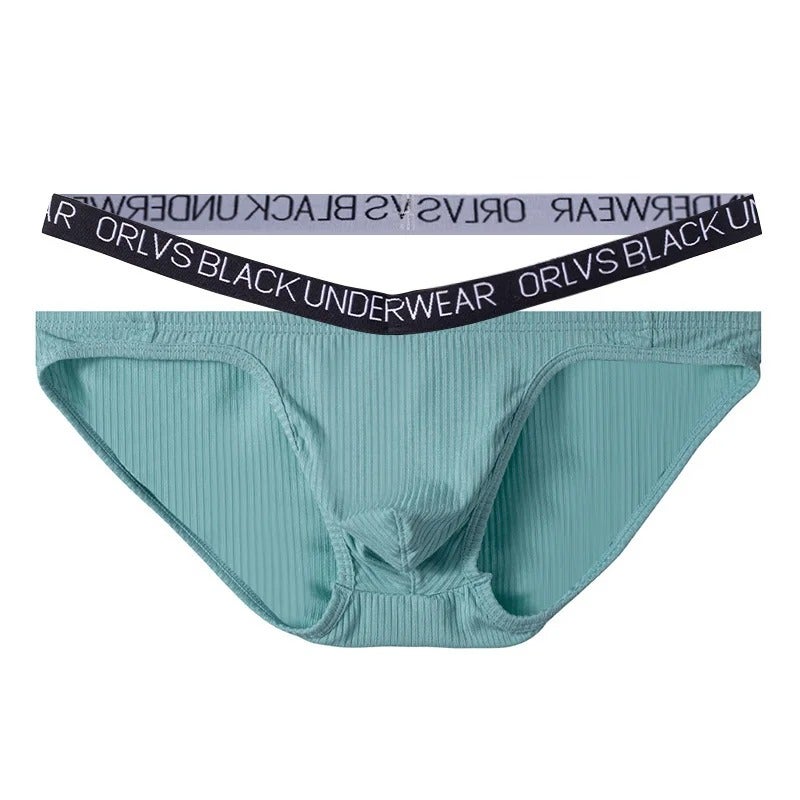 ORLVS Low-Waist Sexy Men's Bikini Briefs with High-Cut Design, Cotton Fabric, and Double  Waistband - Image 1