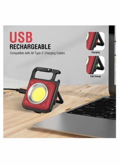 Generic Mini Keychain Led Flashlight 800 Lumens Bright Cob Mini Flashlight Keychain Light with Folding Bracket Bottle Opener Magnet Portable Pocket Light for Camping Emergency Fishing Red Style A  - Image 4