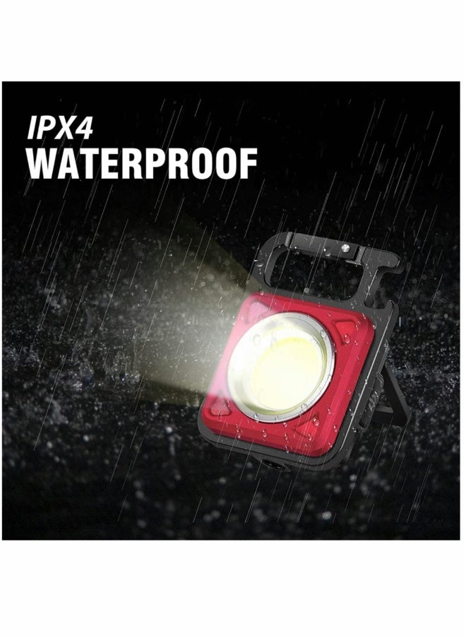 Mini Keychain Led Flashlight 800 Lumens Bright Cob Mini Flashlight Keychain Light with Folding Bracket Bottle Opener Magnet Portable Pocket Light for Camping Emergency Fishing Red Style A - Image 5