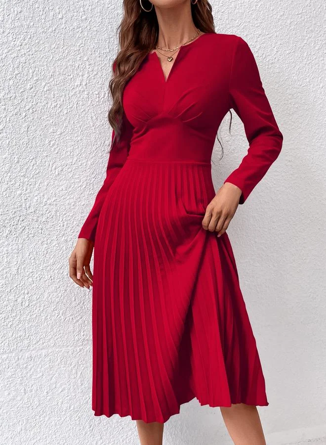 Take Two Women Long Sleeve Pleated Midi Dress