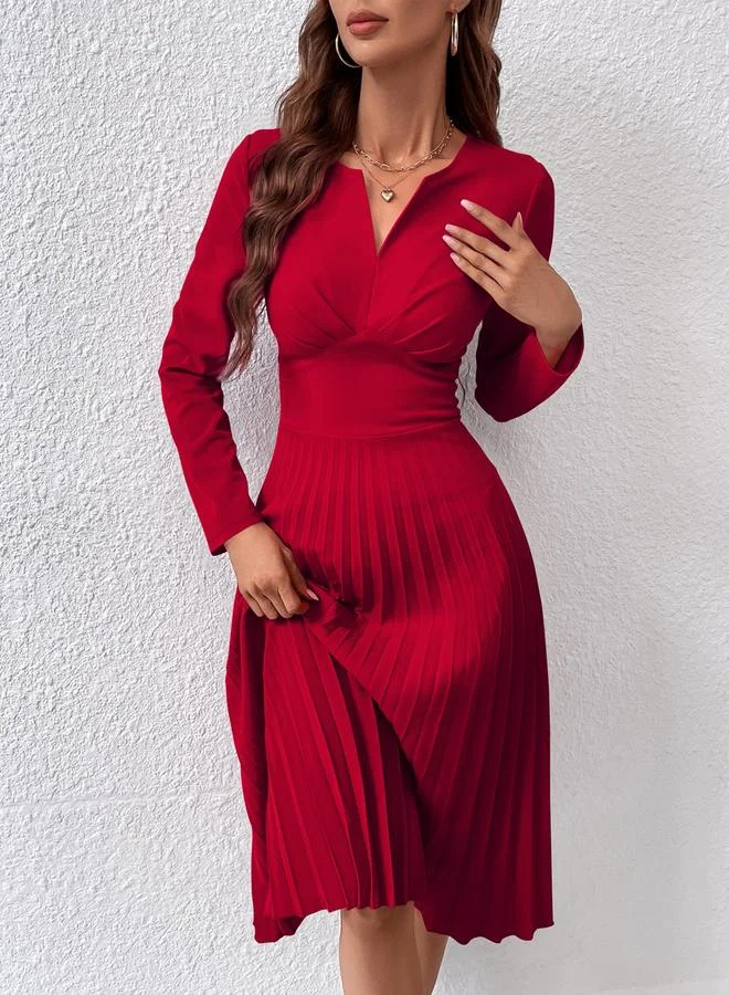 Take Two  Women Long Sleeve Pleated Midi Dress for Women | Best Price UAE