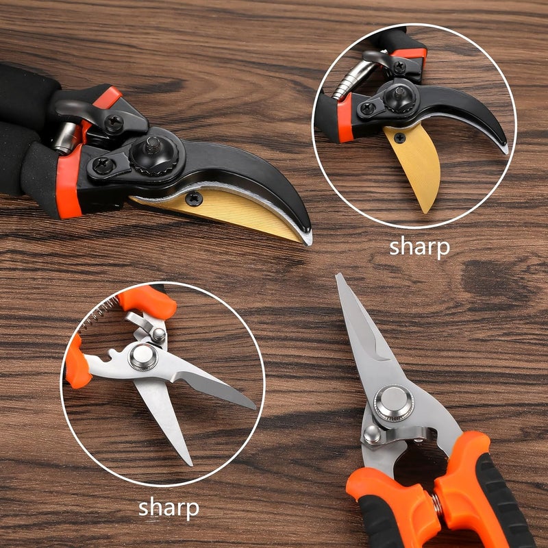 Topbooc 5 pack Garden Pruning Shears Stainless Steel Blades, Handheld Scissors Set with Gardening Gloves,Heavy Duty Garden Bypass Pruning Shears,Tree Trimmers Secateurs, Hand Pruner (Classic) - Image 3