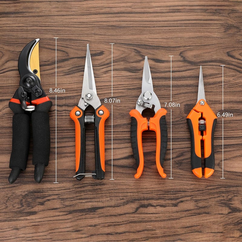 Topbooc 5 pack Garden Pruning Shears Stainless Steel Blades, Handheld Scissors Set with Gardening Gloves,Heavy Duty Garden Bypass Pruning Shears,Tree Trimmers Secateurs, Hand Pruner (Classic) - Image 4