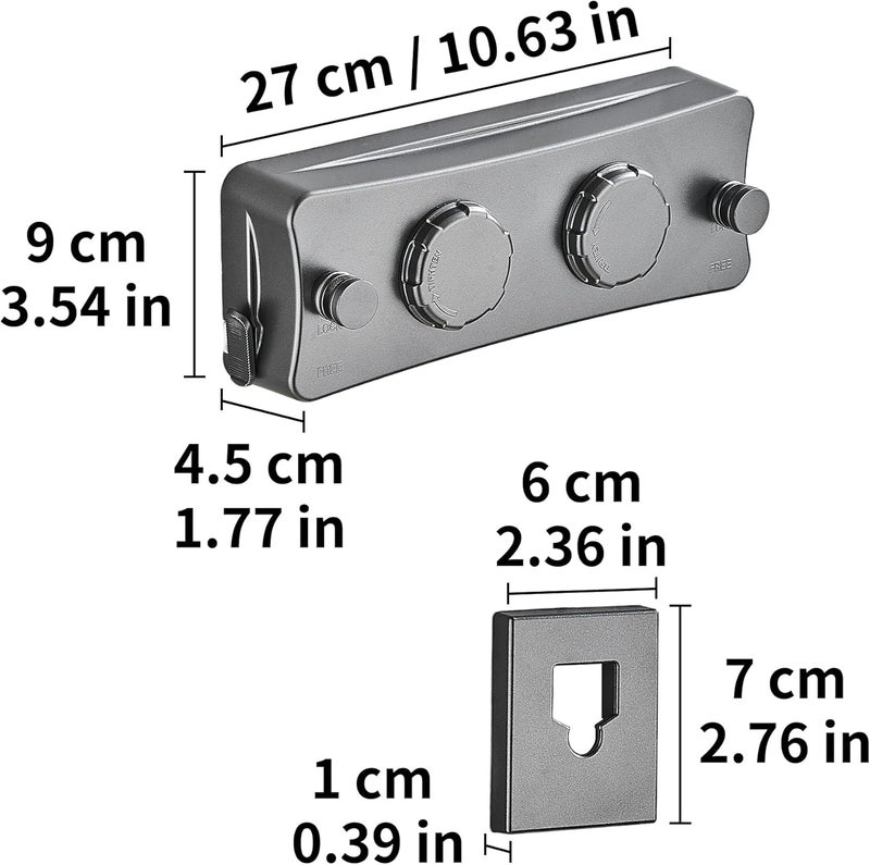 JOOM Retractable Clothesline Heavy Duty Clothes Drying Laundry Line Wall Mounted Easy Hanging Clothes Drying Laundry Line Retracting Hanging Lock to Prevent Sagging (Two line,Grey) - Image 3