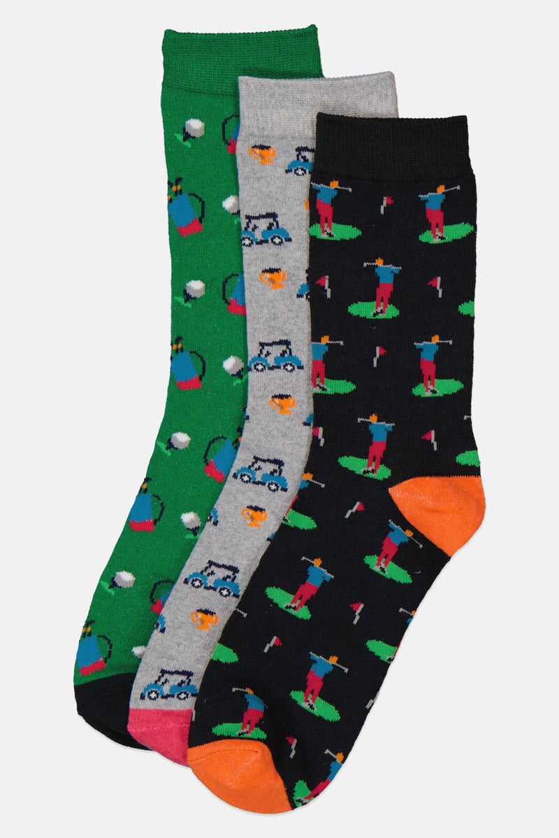 The Orrsum Sock Co Men 3 Pack Graphic Print Golf Socks, Multicolor - Image 1