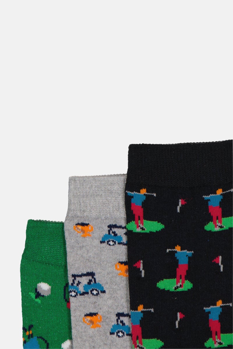 The Orrsum Sock Co Men 3 Pack Graphic Print Golf Socks, Multicolor - Image 2