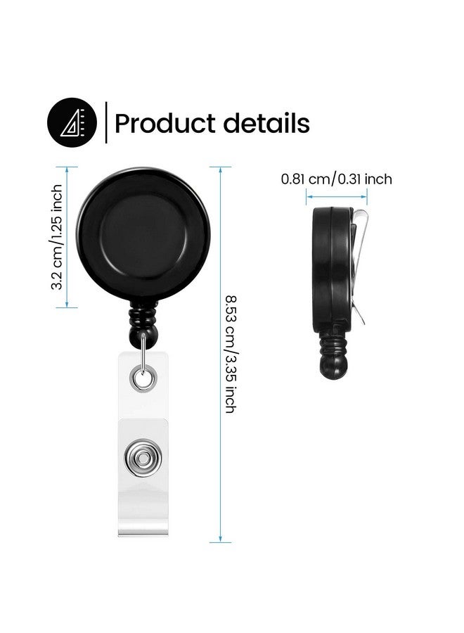 Zonon 100 Pieces Retractable Badge Reel Clips Id Card Holder Reel With Metal Belt Clip For Hanging Cards Key Chains Name Badge Reels Holders For Nurses Teachers Students Office Workers (Black)  - Image 3