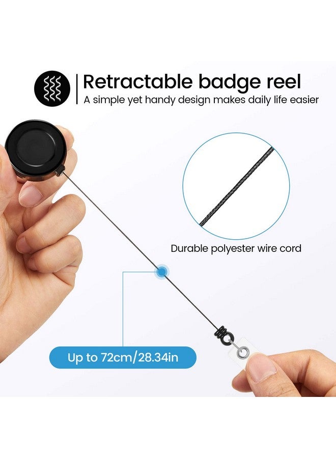 Zonon 100 Pieces Retractable Badge Reel Clips Id Card Holder Reel With Metal Belt Clip For Hanging Cards Key Chains Name Badge Reels Holders For Nurses Teachers Students Office Workers (Black)  - Image 5