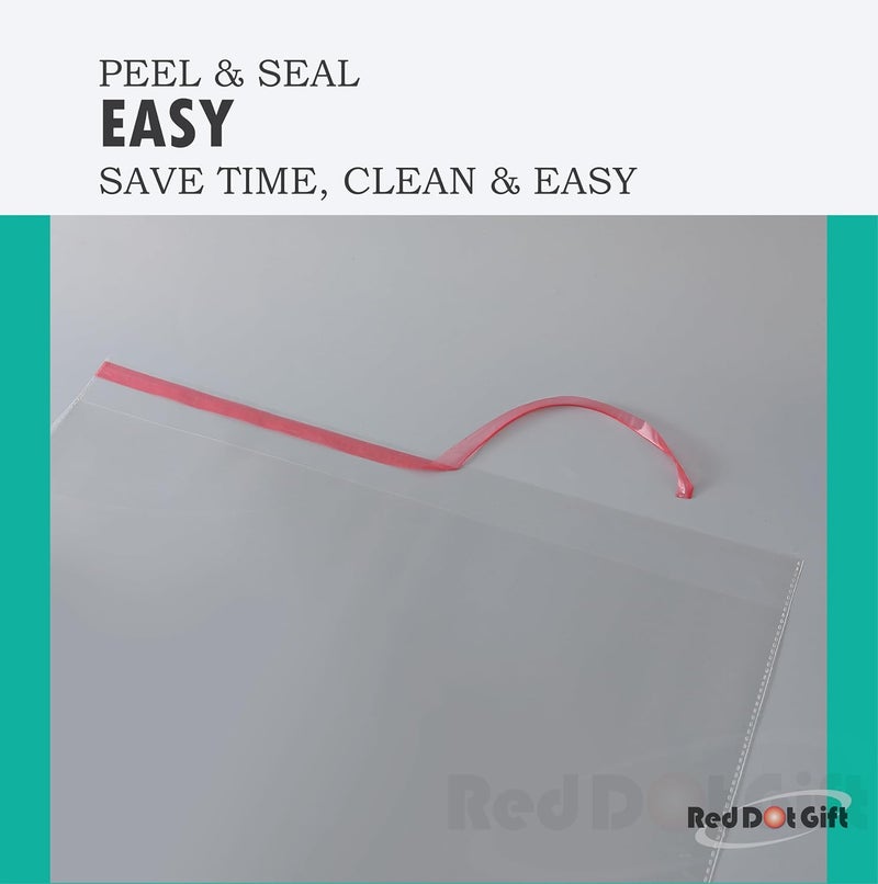 Red Dot Gift® 100 pcs (50X60+3cm) Plastic Bags Clear Cellophane Bags Plastic Self Sealing OPP Cellophane Poly Bags Self Adhesive Plastic Bags for packing and storage - Image 3