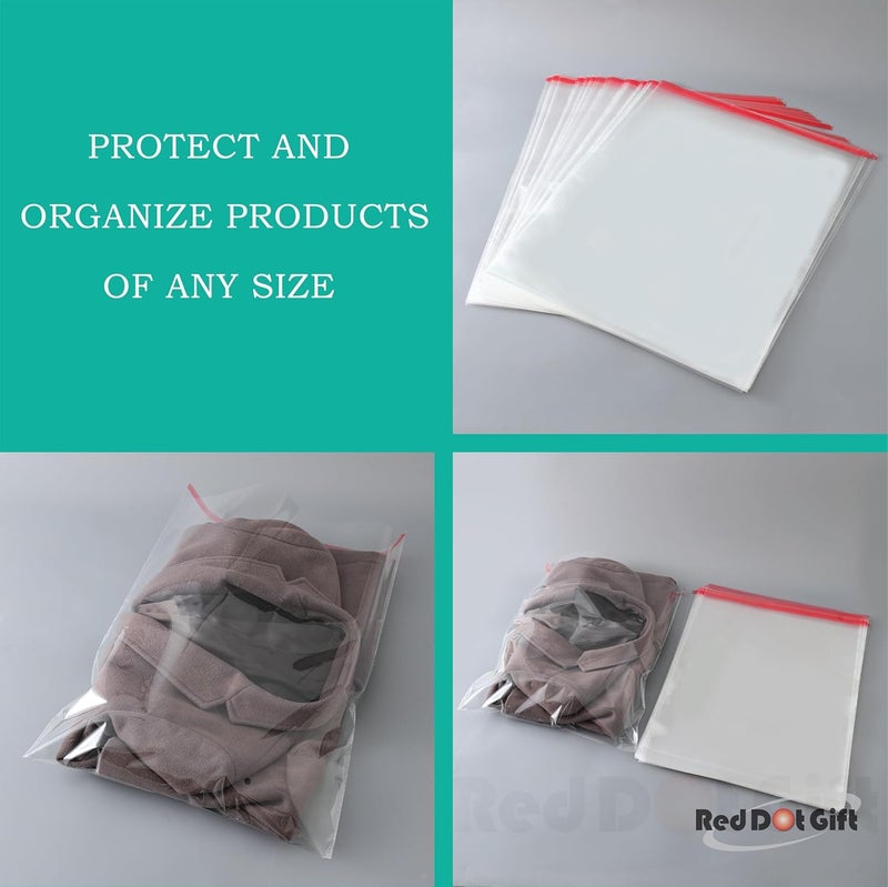 Red Dot Gift® 100 pcs (50X60+3cm) Plastic Bags Clear Cellophane Bags Plastic Self Sealing OPP Cellophane Poly Bags Self Adhesive Plastic Bags for packing and storage - Image 5