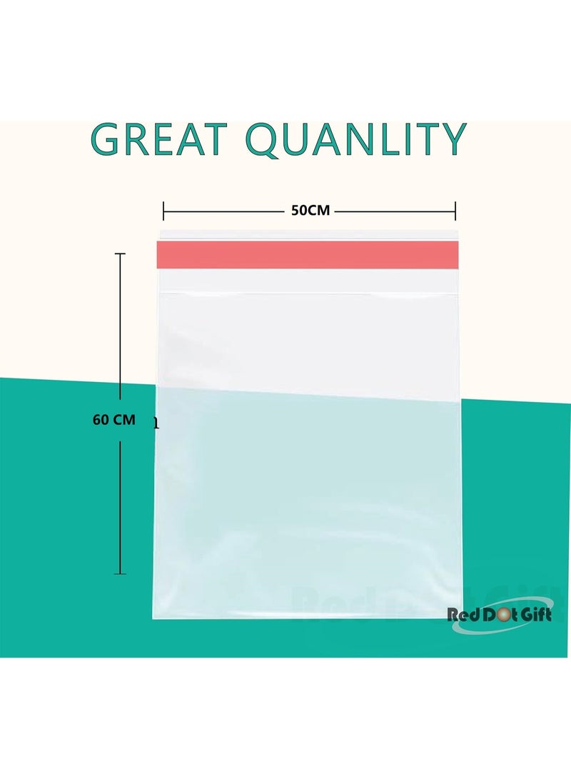 Red Dot Gift أكياس بلاستيكية شفافة من ريد دوت هدية® 100 قطعة (50X60+3 سم) - Image 2