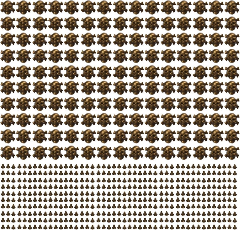 Skull Rivets 150 Sets Single 13x12mm Ghost Head Bronze Punk Button, Zinc Alloy Electroplated Metal Skull Rivets for Leather Craft DIY, Custom Jackets Belts Bags Shoes - Image 1