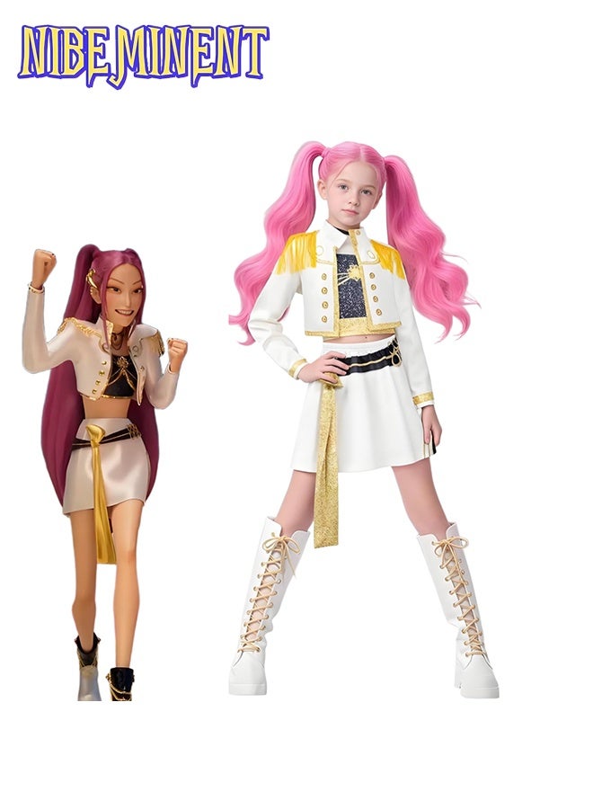 NIBEMINENT Anime Movie KPOP Costume for Kids, Singer Rumi Zoey Cosplay Costume for Girls Halloween Stage Star Cosplay Dress Up - Image 3