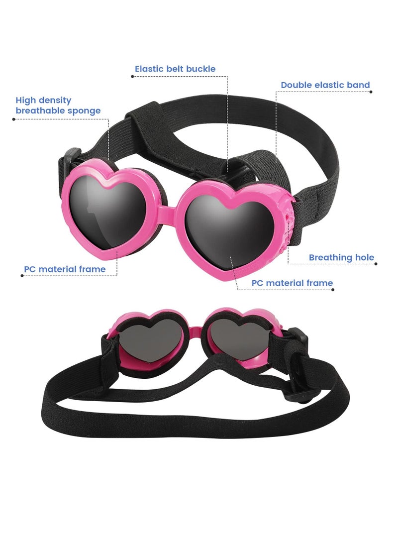 KASTWAVE Small Dog Sunglasses, UV Protection Goggles Eye Wear Protection with Adjustable Strap Doggy Heart Shape Anti-Fog Sunglasses, for Pet Dogs Sun Glasses Doggie Windproof Glasses - Image 2
