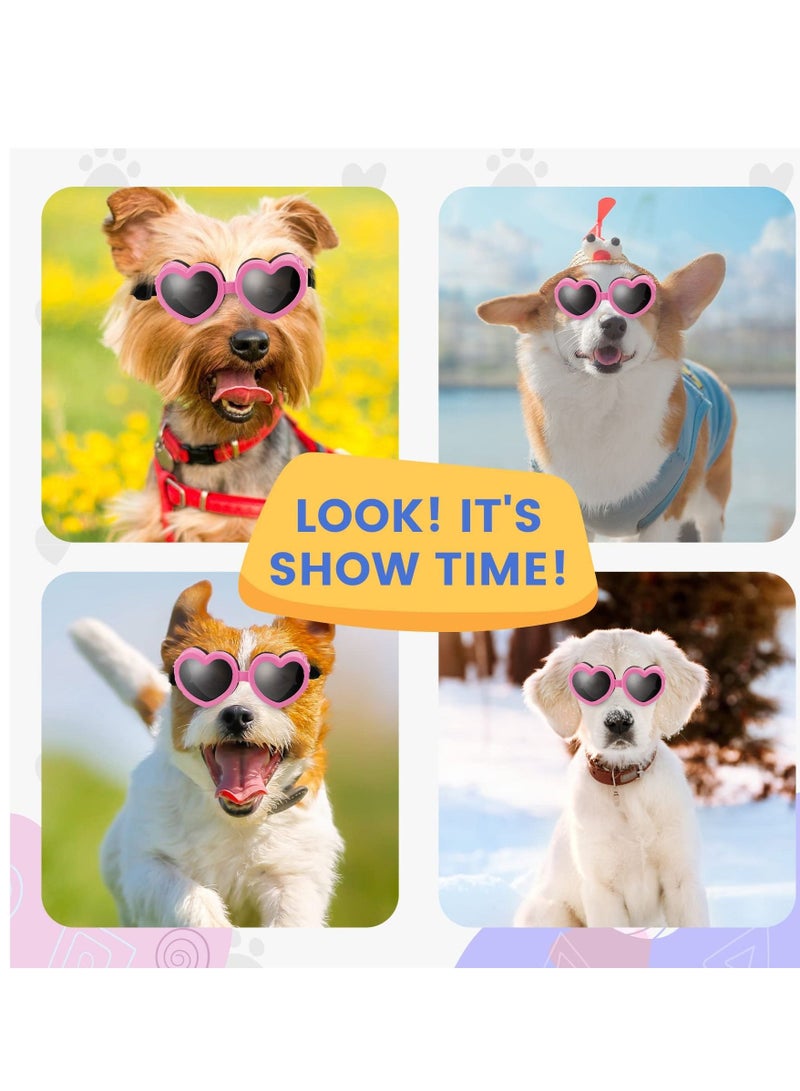 KASTWAVE Small Dog Sunglasses, UV Protection Goggles Eye Wear Protection with Adjustable Strap Doggy Heart Shape Anti-Fog Sunglasses, for Pet Dogs Sun Glasses Doggie Windproof Glasses - Image 5