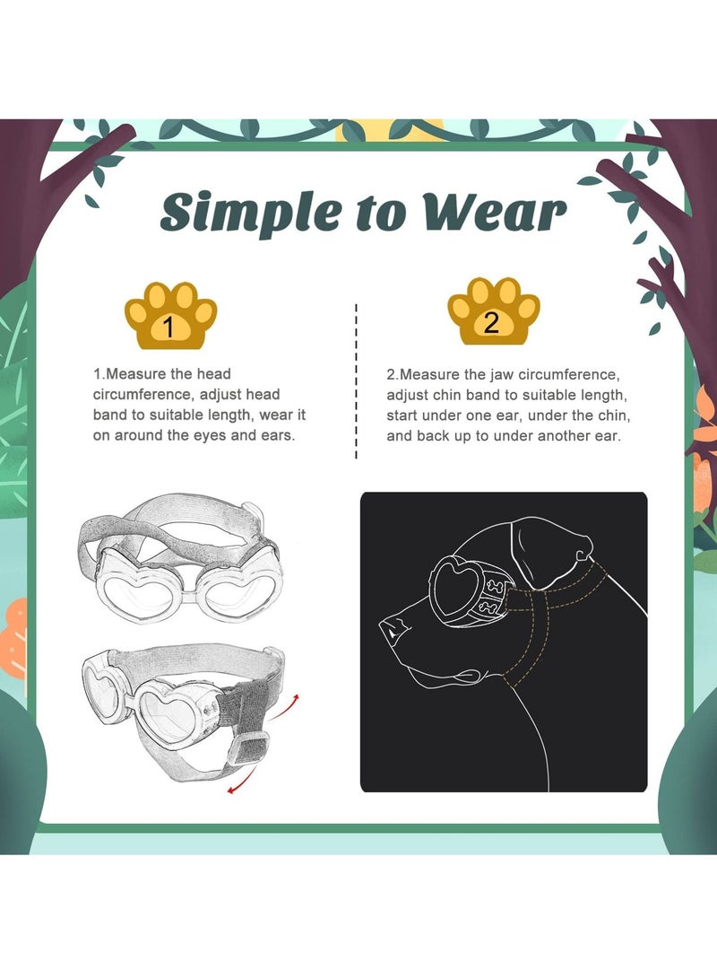 KASTWAVE Small Dog Sunglasses, UV Protection Goggles Eye Wear Protection with Adjustable Strap Doggy Heart Shape Anti-Fog Sunglasses, for Pet Dogs Sun Glasses Doggie Windproof Glasses - Image 4