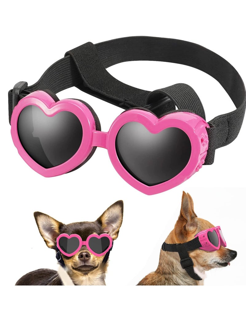 KASTWAVE Small Dog Sunglasses, UV Protection Goggles Eye Wear Protection with Adjustable Strap Doggy Heart Shape Anti-Fog Sunglasses, for Pet Dogs Sun Glasses Doggie Windproof Glasses - Image 1