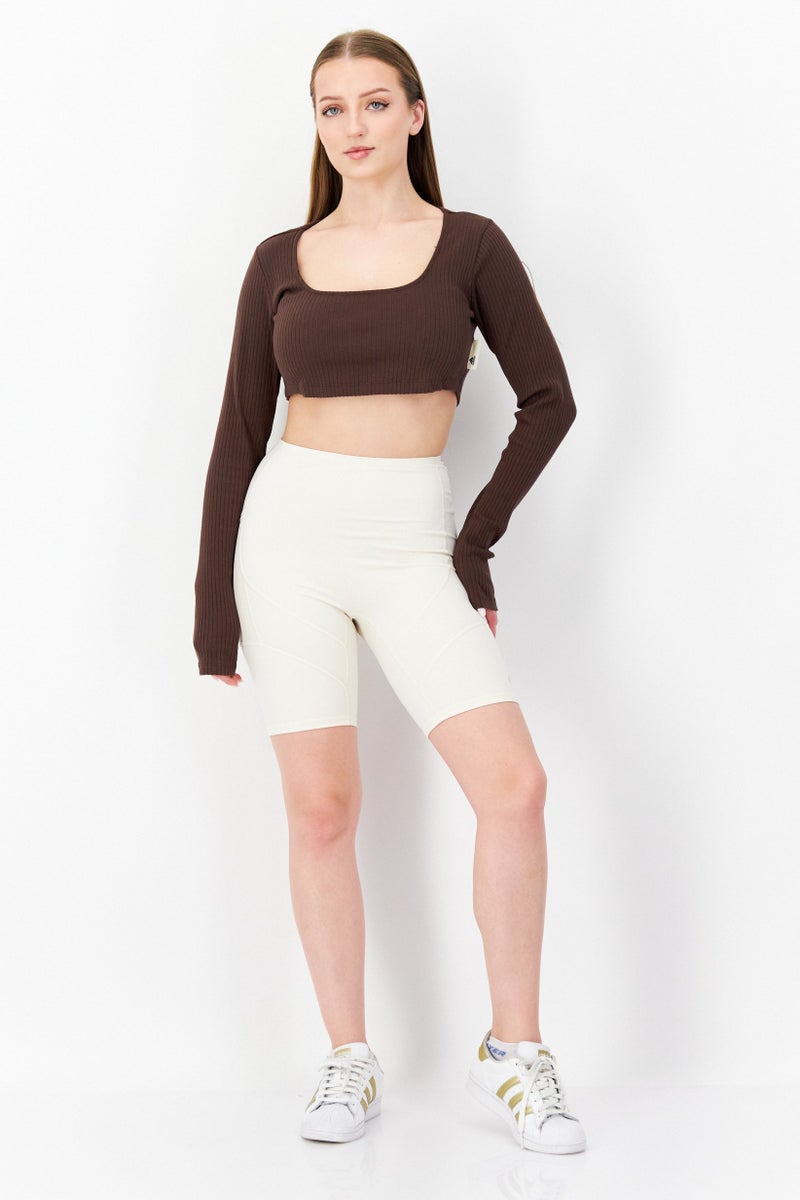 Adidas Women Sportswear Fit Long Sleeves Running Tops, Brown  - Image 3