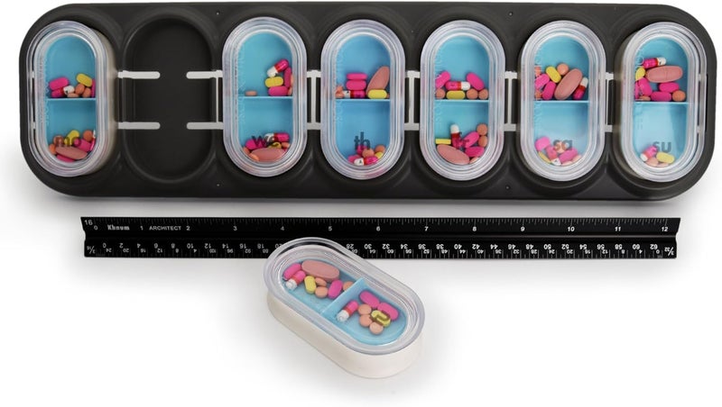 EQUADOSE EQUADOSE Weekly Pill Organizer, Extra Large 7-Day Vitamin Case with Removable Pods, Spacious Medication Carrier for Easy Travel and Daily Health Management, Travel-Friendly