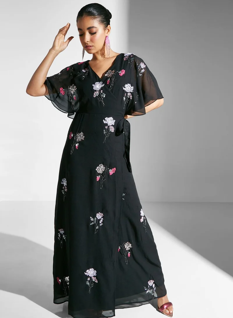 Maya Floral Printed Wrap Detail