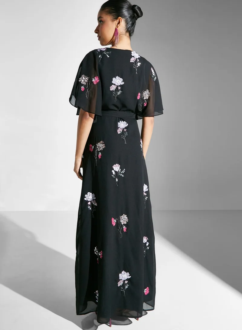 Maya Floral Printed Wrap Detail
