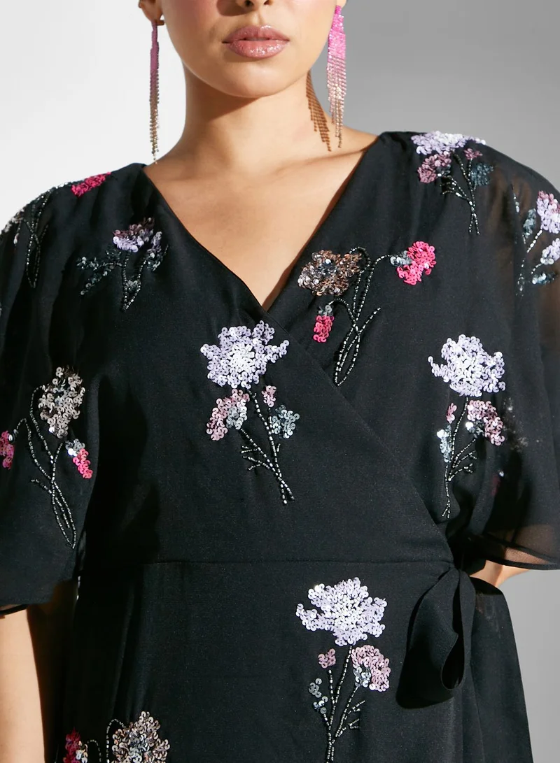 Maya Floral Printed Wrap Detail