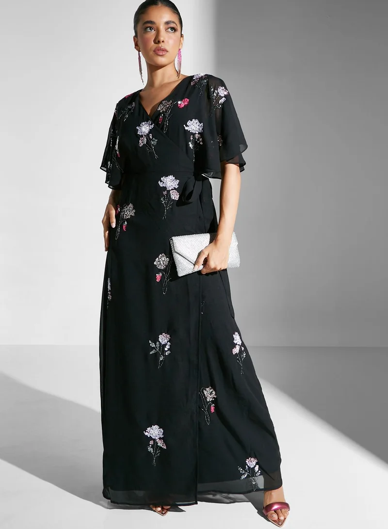 Maya Floral Printed Wrap Detail