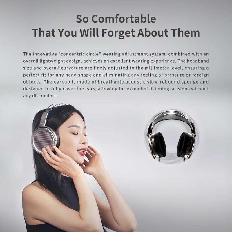 Aune AR5000 Full-Size Open-Back Headphones with MLD Driver, Dynamic Driver, Detachable Cable, Over-Ear HiFi Headphones, Hi-Res Audiophile Headphones for HiFi System, Home Audio, DAP, HiFi Player - Image 4