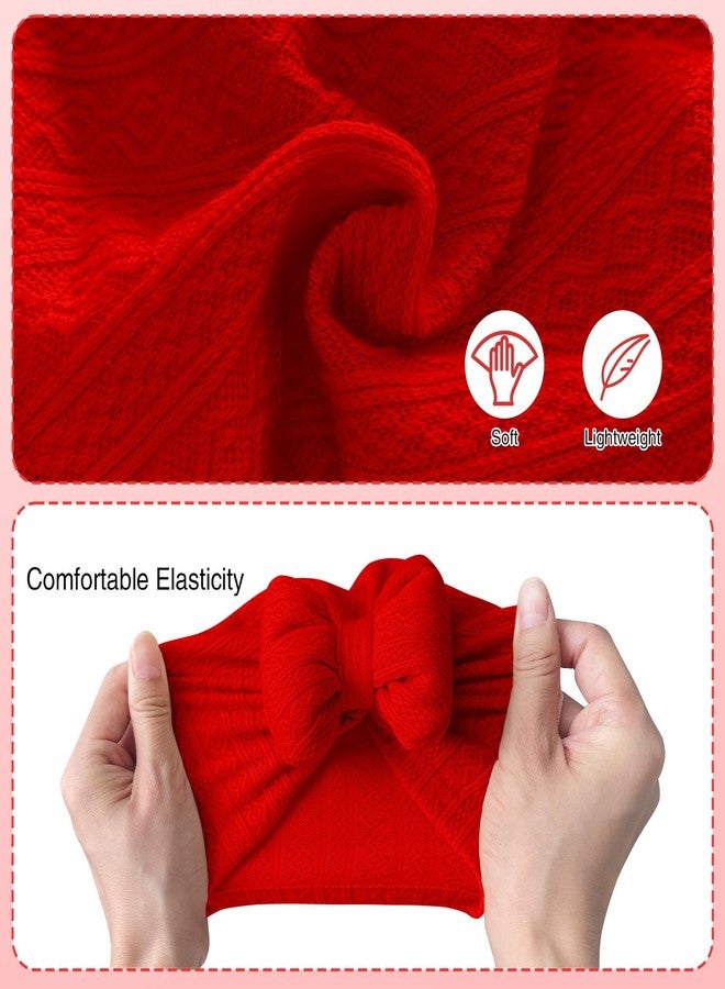 Kunyeah Newborn Baby Girls Hat Knitted Socks Set Infant Beanie Cap Baby Hospital Hats Toddler Soft Warm Cap for 0-12 Months (US, Alpha, One Size, Red) - Image 2