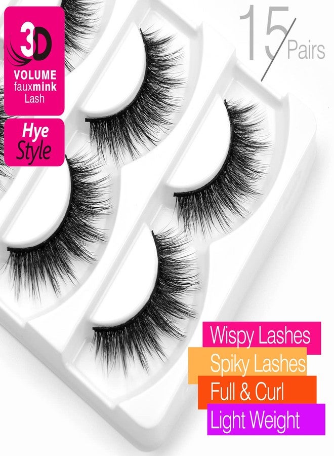 Eliace False Eyelashes Natural look Cat Eye Lashes Wispy Strips 15 Pairs 3D Mink Lashes Fake Eyelashes Faux Fluffy,Winged Fox Eyelashes, Soft Thin Band Comfortable Reusable False Lash 13MM,Hye Style - Image 5