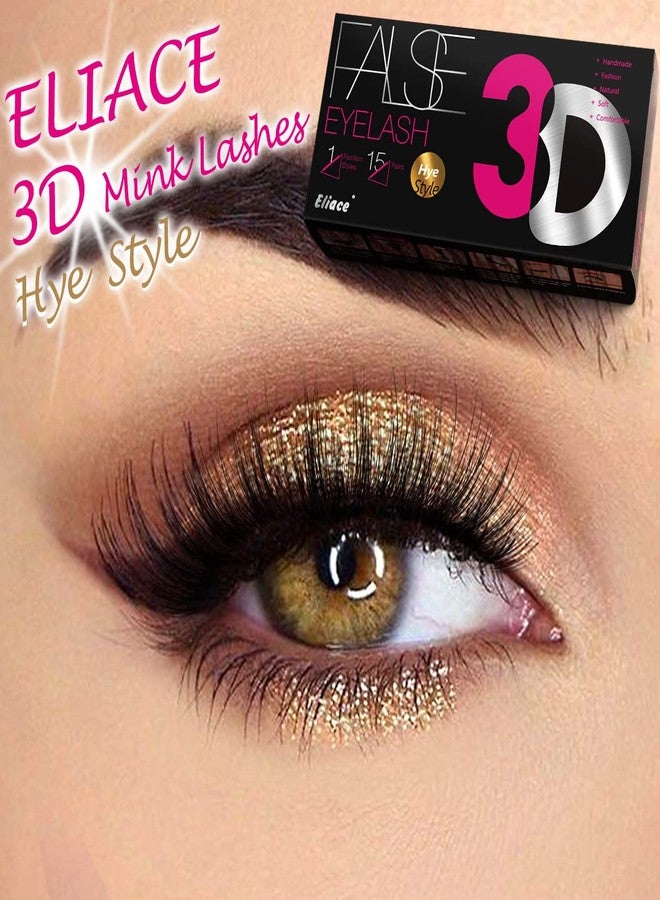Eliace False Eyelashes Natural look Cat Eye Lashes Wispy Strips 15 Pairs 3D Mink Lashes Fake Eyelashes Faux Fluffy,Winged Fox Eyelashes, Soft Thin Band Comfortable Reusable False Lash 13MM,Hye Style - Image 3