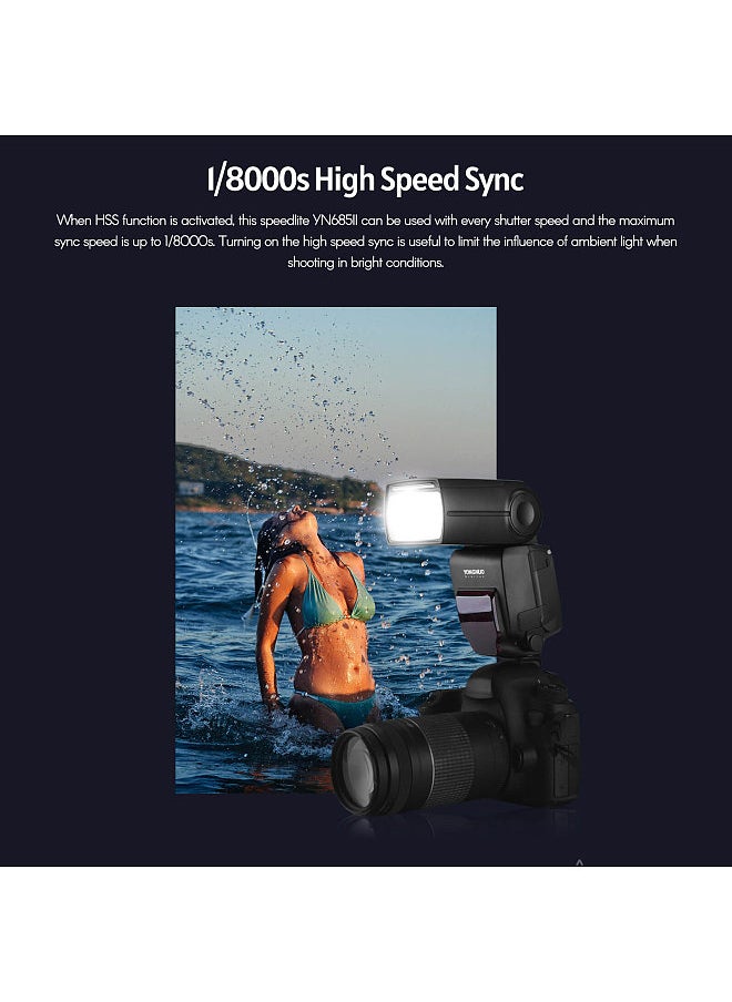 YONGNUO - YN685II Camera Flash Speedlite ETTL Speedlight Built-in 2.4G Wireless RF System 1/8000s High-speed Sync with LCD Display Hot Shoe Replacement - Image 1