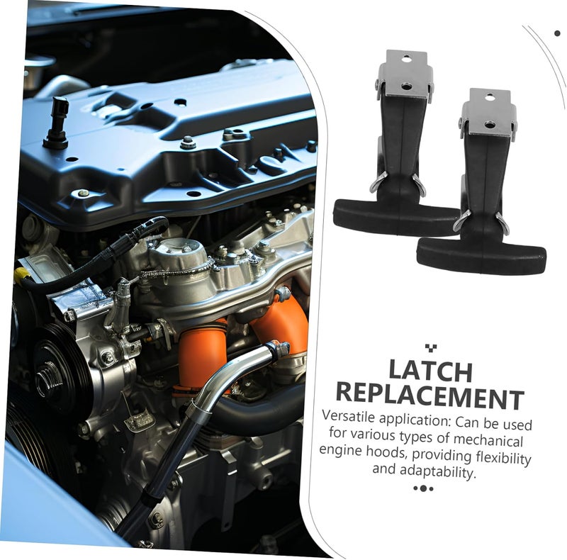 VOSAREA Flexible Rubber Engine Hood Latch 2pcs Heavy Duty T-Handle Hasp for Toolbox Vehicle Engine Cover and Baggage Locking - Image 4